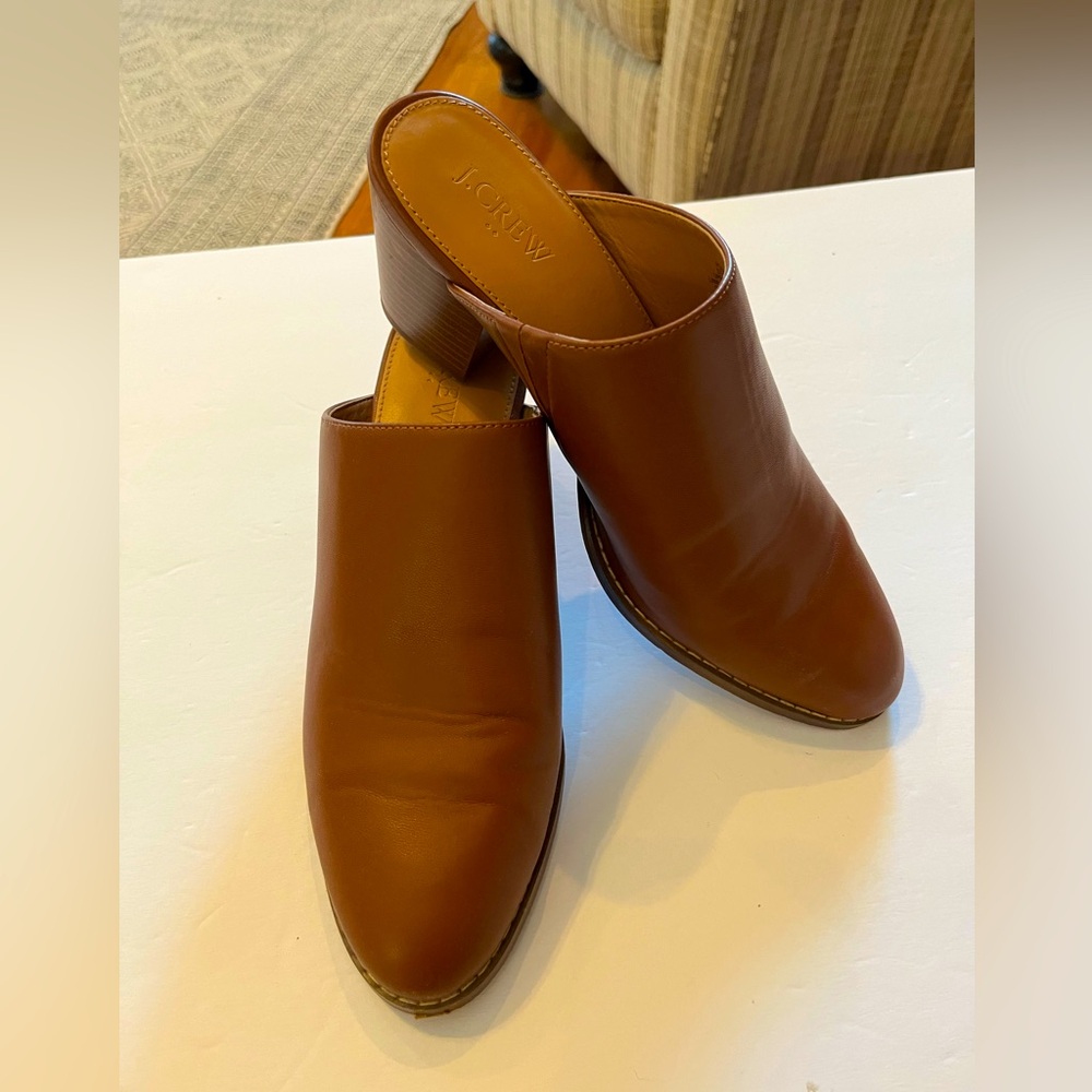 JCREW HEELED MULES WARM SEPIA SIZE 9